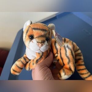 Ty Beanie Babies India The Tiger Striped Tiger Plush - Orange And White